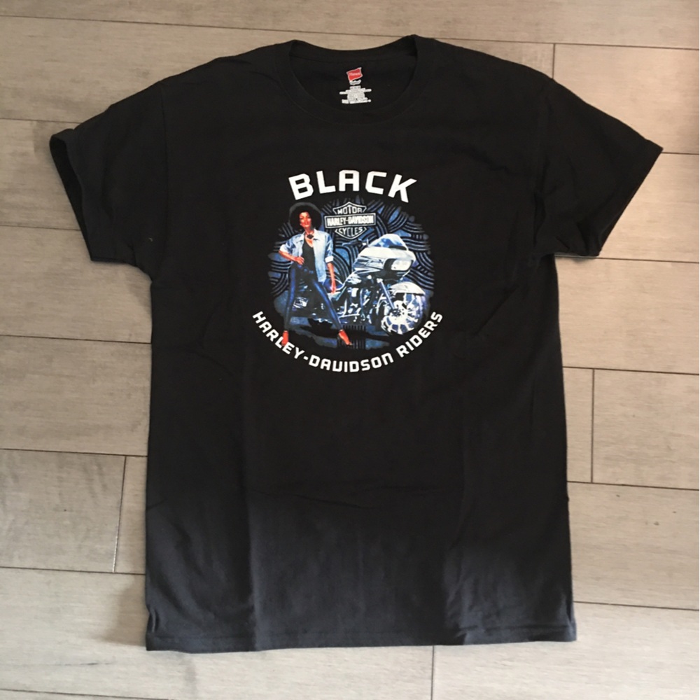 Custom BLACK Harley-Davidson RIDERS MENS t shirt - black medium